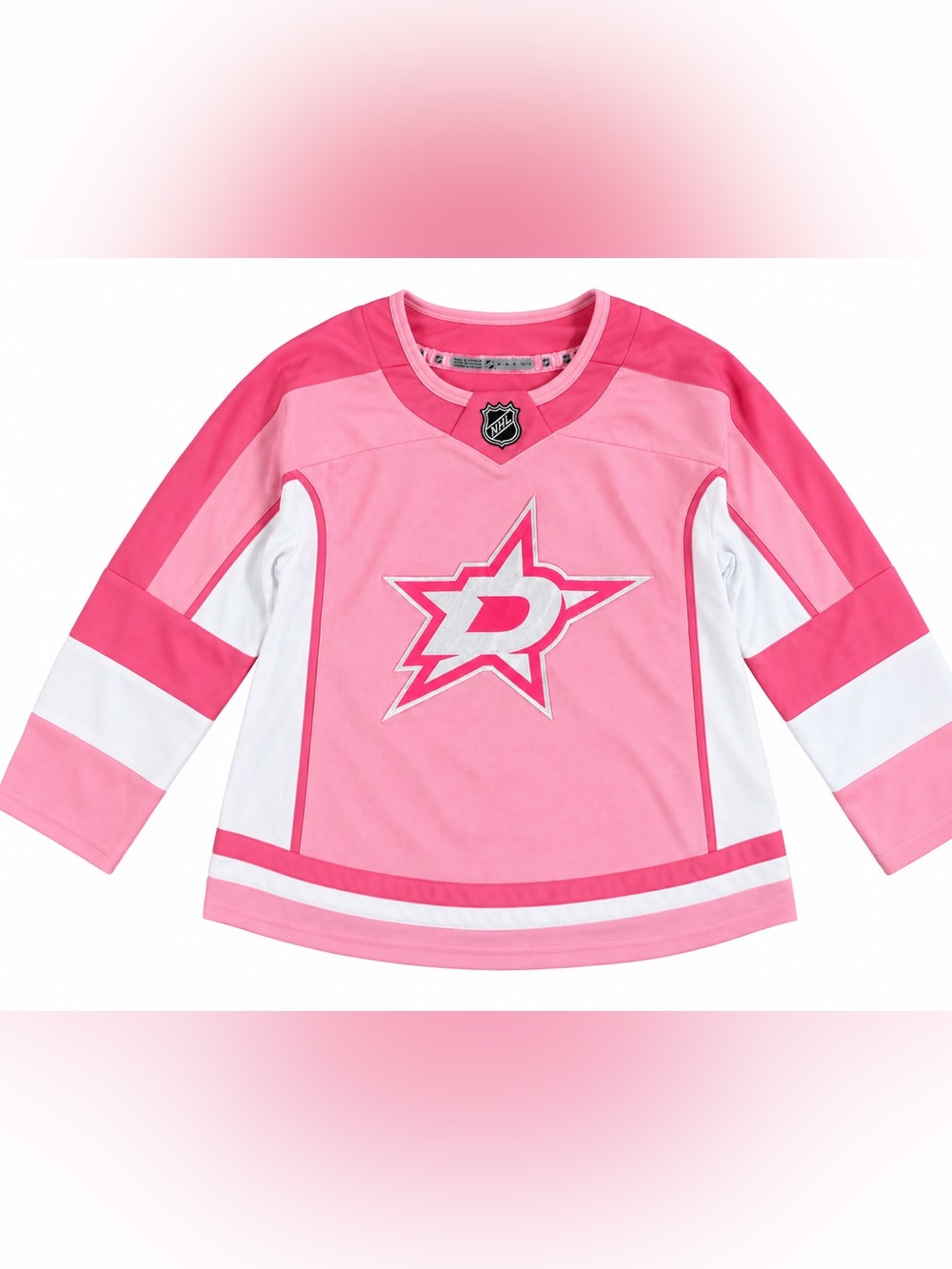 official NHL Kids Pink and White Dallas Stars Jersey